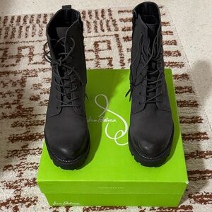 Sam Edelman Black Lace-Up Lug Combat Boots